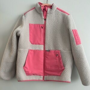 Figs Pink and Cream Fleece Jacket